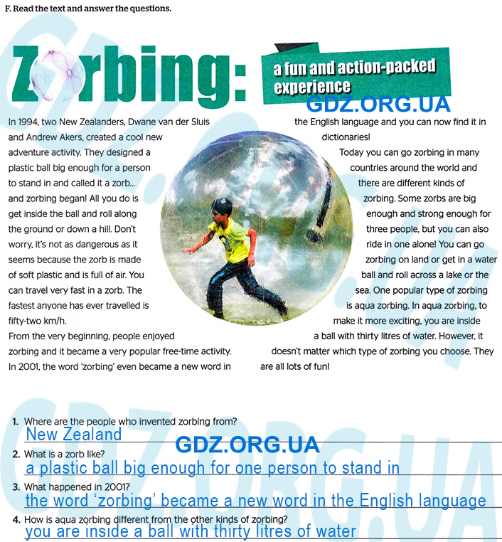 Завдання №  p.88 ex.F - Module 8 Sports - ГДЗ Англійська мова 7 клас Мітчелл , Малкоґіанні 2024 - Робочий зошит