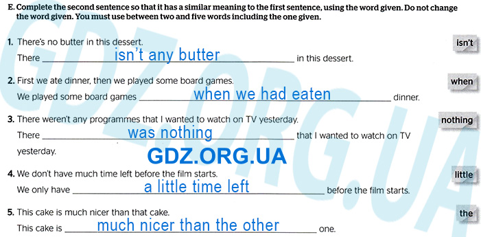 Завдання №  p.44 ex.E - Grammar Test: Module 5 	 - ГДЗ Англійська мова 7 клас Г.К. Мітчелл 2024 - Test Booklet