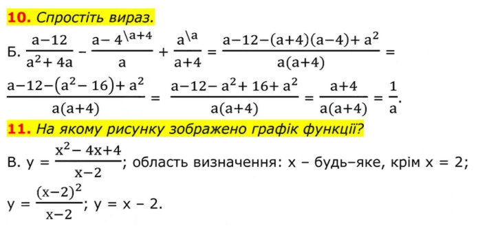 Завдання №  №1 (10–11) - № 1 «Перевірте себе» - Готуємося до оцінювання - § 1. Раціональні вирази - ГДЗ Алгебра 8 клас А.Г. Мерзляк, В.Б. Полонський, M.С. Якір 2025 