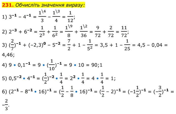 Завдання №  231 - 8. Степінь із цілим від’ємним показником - § 1. Раціональні вирази - ГДЗ Алгебра 8 клас А.Г. Мерзляк, В.Б. Полонський, M.С. Якір 2025 