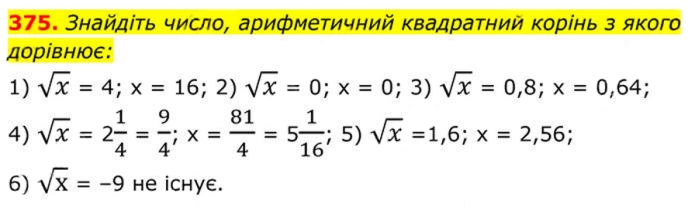 Завдання №  375 - 12. Квадратні корені - § 2. Квадратні корені. Дійсні числа - ГДЗ Алгебра 8 клас А.Г. Мерзляк, В.Б. Полонський, M.С. Якір 2025 