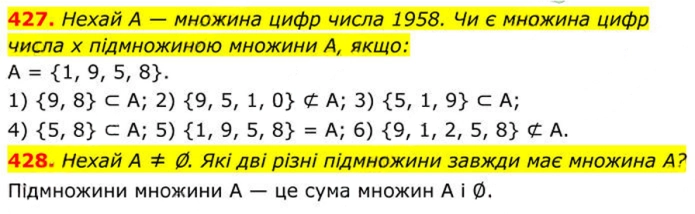 Завдання №  427-428 - 13. Множина та її елементи - § 2. Квадратні корені. Дійсні числа - ГДЗ Алгебра 8 клас А.Г. Мерзляк, В.Б. Полонський, M.С. Якір 2025 