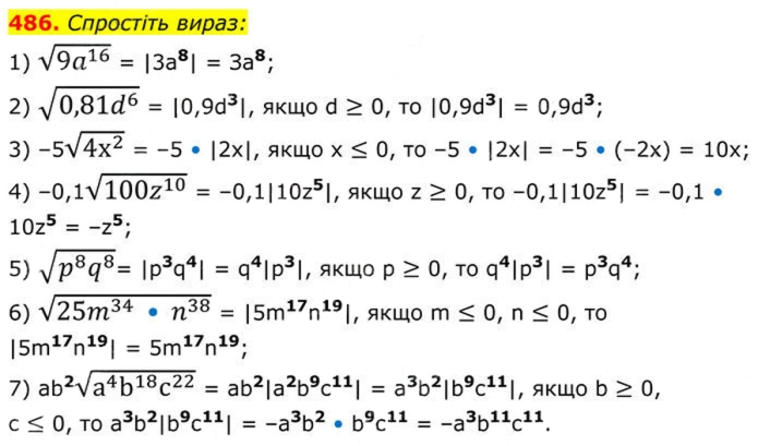 Завдання №  486 - 15. Властивості арифметичного квадратного кореня - § 2. Квадратні корені. Дійсні числа - ГДЗ Алгебра 8 клас А.Г. Мерзляк, В.Б. Полонський, M.С. Якір 2025 