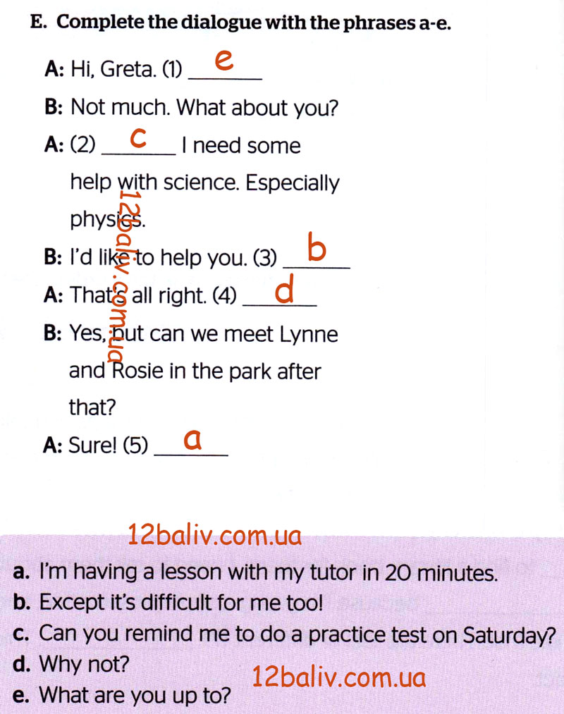 Завдання №  p.5(E) - Module 1. School life	 - ГДЗ Англійська мова 8 клас Г.К. Мітчелл, М. Малкогіанні 2025 - Робочий зошит