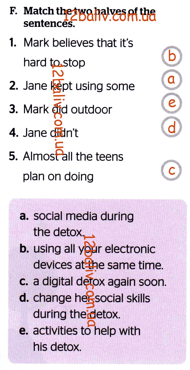 Завдання №  p.9(F) - Module 1. School life	 - ГДЗ Англійська мова 8 клас Г.К. Мітчелл, М. Малкогіанні 2025 - Робочий зошит