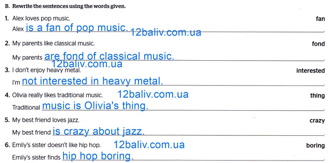 Завдання №  p.37(B) - Module 4. Music	 - ГДЗ Англійська мова 8 клас Г.К. Мітчелл, М. Малкогіанні 2025 - Робочий зошит