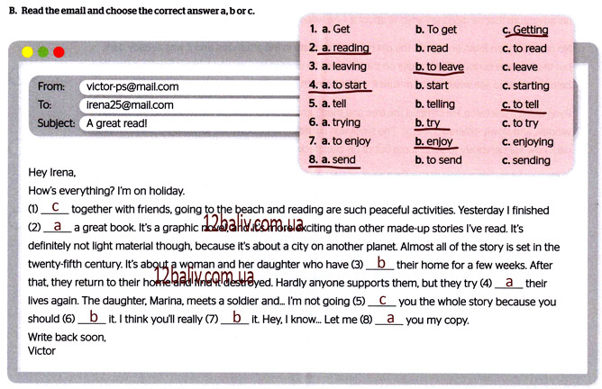 Завдання №  p.55(B) - Module 5. Reading for pleasure	 - ГДЗ Англійська мова 8 клас Г.К. Мітчелл, М. Малкогіанні 2025 - Робочий зошит