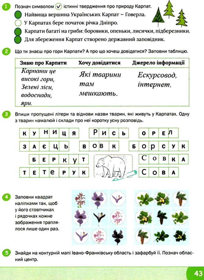 Завдання №  стор. 43 - Тема 3. Чарівні перетворення - ГДЗ Я досліджую світ 3 клас О.В. Волощенко, О.П. Козак 2025 - Робочий зошит – Частина 1, 2
