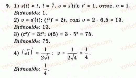 Завдання № 9 - § 2. Поняття похідної, її механічний і геометричний зміст - ГДЗ Алгебра 11 клас Є.П. Нелін, О.Є. Долгова 2011 - Академічний рівень, профільний рівні