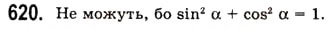 Завдання № 620 - Основні співвідношення між тригонометричними функціями одного й того самого аргументу - ГДЗ Алгебра 10 клас А.Г. Мерзляк, Д.А. Номіровський, В.Б. Полонський, М.С. Якір 2010 - Академічний рівень