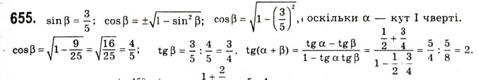 Завдання № 655 - Основні співвідношення між тригонометричними функціями одного й того самого аргументу - ГДЗ Алгебра 10 клас А.Г. Мерзляк, Д.А. Номіровський, В.Б. Полонський, М.С. Якір 2010 - Академічний рівень