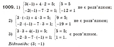 Завдання № 1009 - § 27. Система двох лінійних рівнянь з двома змінними та її розв'язок. Розв'язування систем лінійних рівнянь з двома змінними графічним способом (Уроки 71, 72) - ГДЗ Алгебра 7 клас О.С. Істер 2007