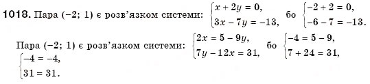 Завдання № 1018 - § 27. Система двох лінійних рівнянь з двома змінними та її розв'язок. Розв'язування систем лінійних рівнянь з двома змінними графічним способом (Уроки 71, 72) - ГДЗ Алгебра 7 клас О.С. Істер 2007