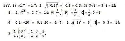Завдання № 577 - § 17. Арифметичний квадратний корінь з добутку, дробу і степеня. Добуток і частка квадратних коренів. Тотожність (Уроки 39-41) - ГДЗ Алгебра 8 клас О.С. Істер 2008