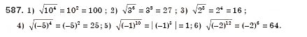 Завдання № 587 - § 17. Арифметичний квадратний корінь з добутку, дробу і степеня. Добуток і частка квадратних коренів. Тотожність (Уроки 39-41) - ГДЗ Алгебра 8 клас О.С. Істер 2008