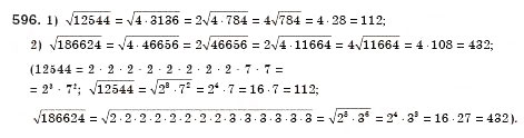 Завдання № 596 - § 17. Арифметичний квадратний корінь з добутку, дробу і степеня. Добуток і частка квадратних коренів. Тотожність (Уроки 39-41) - ГДЗ Алгебра 8 клас О.С. Істер 2008