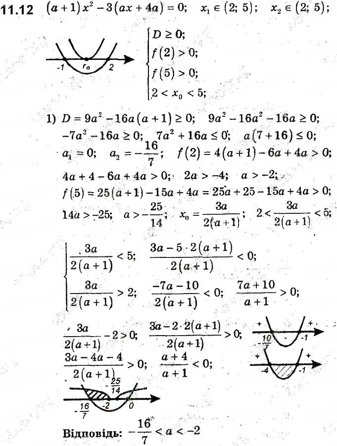 Завдання № 12 - 11. Розміщення нулів квадратичної функції відносно заданої точки - ГДЗ Алгебра 9 клас А.Г. Мерзляк, В.Б. Полонський, М.С. Якір 2017 - Поглиблене вивчення