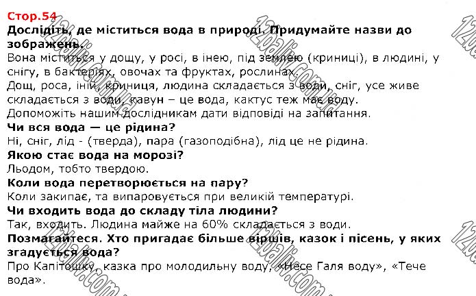Завдання №  Стр.54 - ЛЮДИНА І ПРИРОДА - ГДЗ Я досліджую світ 1 клас І. В. Грущинська, З. М. Хитра, І. І. Дробязко 2018 - Частина 2