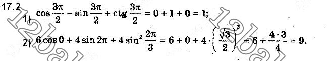 Завдання № 17.2 - 17. Тригонометричні функції числового аргументу - ГДЗ Алгебра 10 клас А. Г. Мерзляк, Д. А. Номіровський, В. Б. Полонський, М. С. Якір 2018 - Профільний рівень