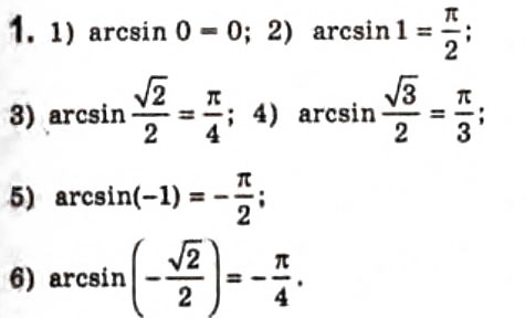 Завдання № 1 - § 20. Обернені тригонометричні функції - ГДЗ Алгебра 10 клас Є.П. Нелін 2010 - Профільний рівень