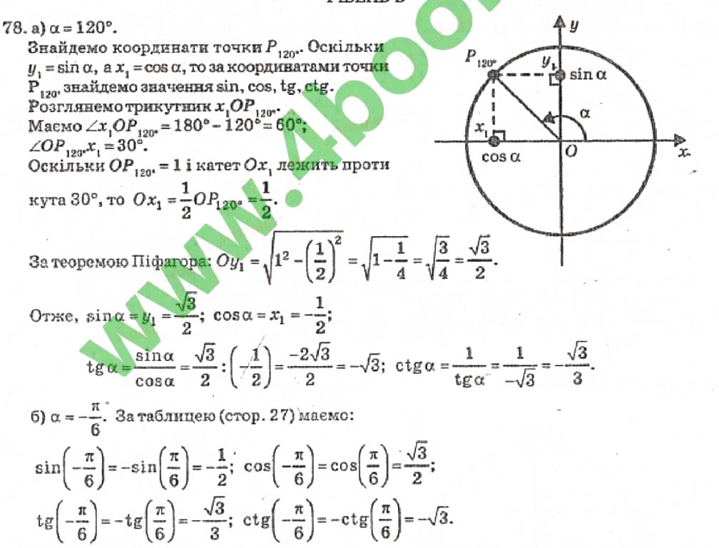 Завдання № 78 - Розділ 1. Тригонометричні функції - ГДЗ Алгебра 10 клас В.Р. Кравчук 2010 - Академічний рівень