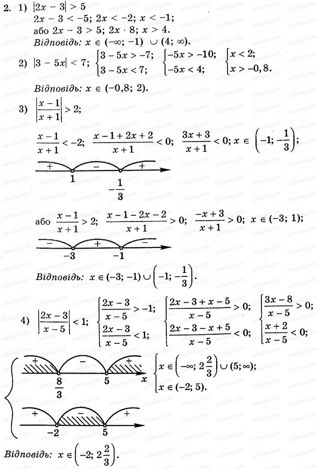 Завдання № 2 - § 8. Рівняння і нерівності, що містять знак модуля - ГДЗ Алгебра 10 клас Є.П. Нелін 2010 - Академічний рівень