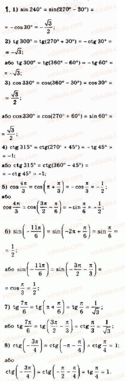 Завдання № 1 - 21.3.Формули зведення - ГДЗ Алгебра 10 клас Є.П. Нелін 2010 - Академічний рівень