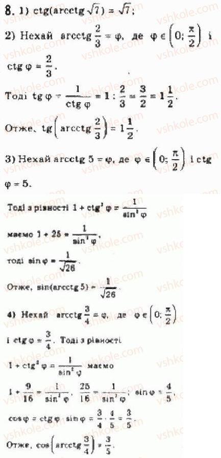 Завдання № 8 - § 23. Обернені тригонометричні функції - ГДЗ Алгебра 10 клас Є.П. Нелін 2010 - Академічний рівень