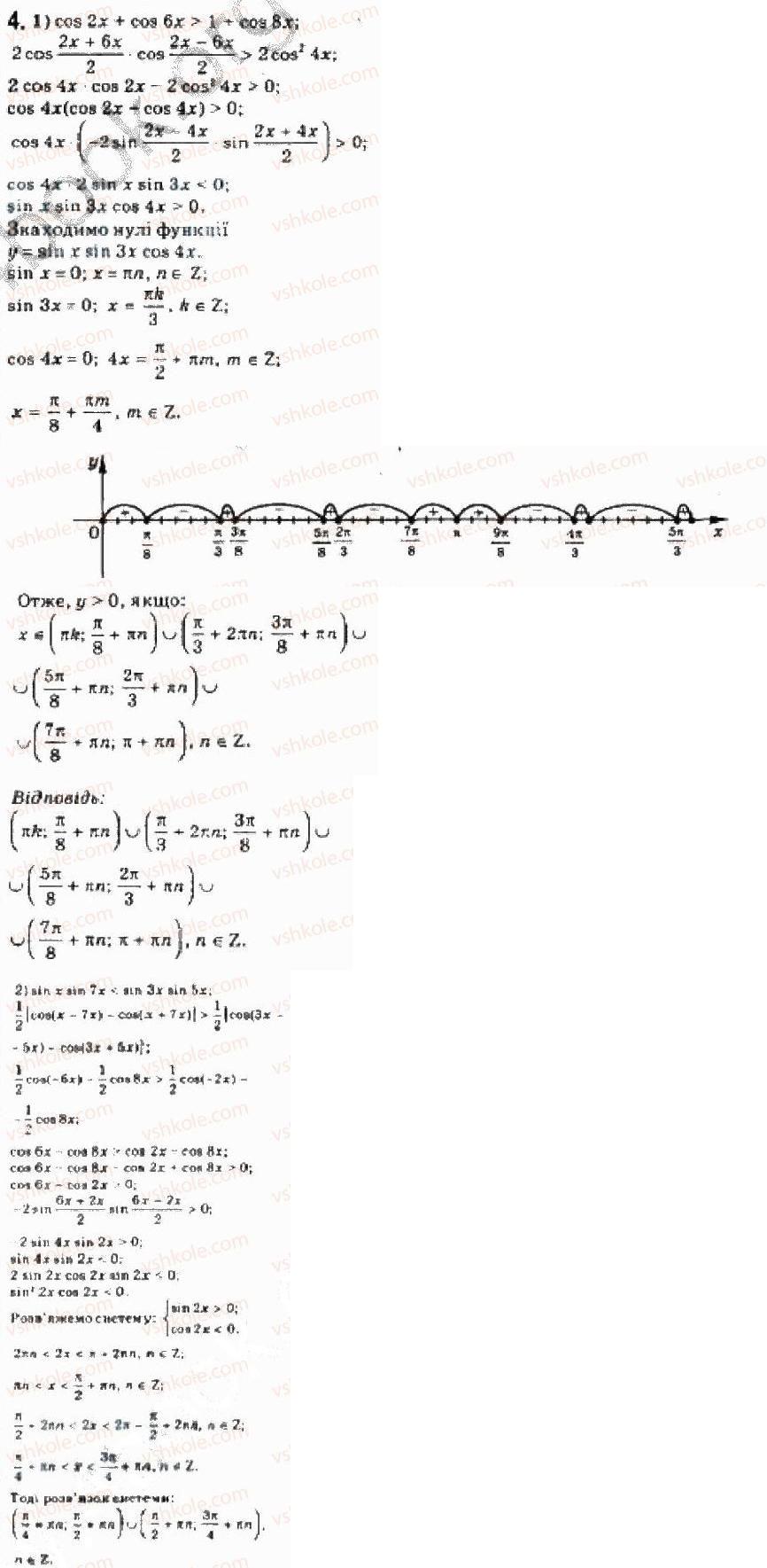 Завдання № 4 - § 30. Розв’язування тригонометричних нерівностей - ГДЗ Алгебра 10 клас Є.П. Нелін 2010 - Академічний рівень