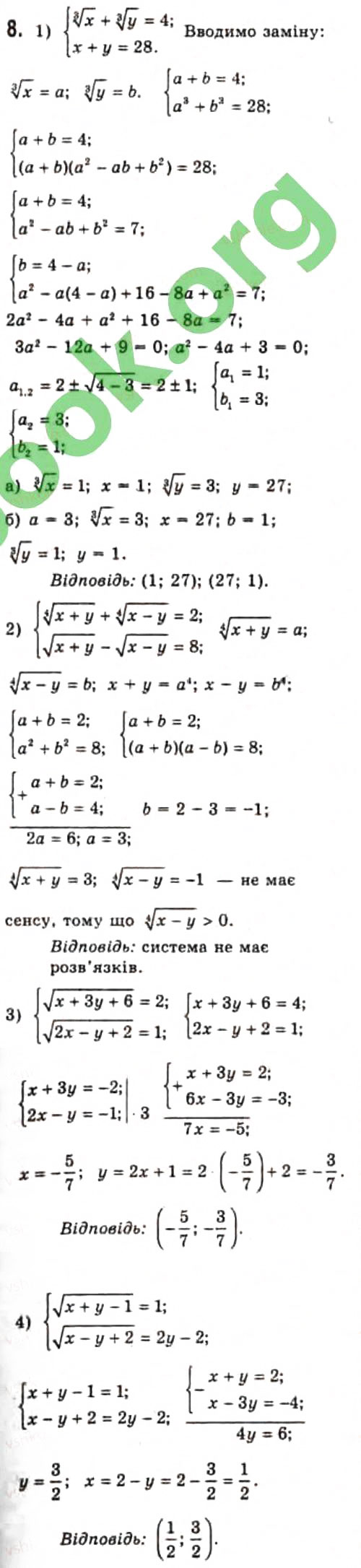 Завдання № 8 - 10.1. Найпростіші способи розв'язування ірраціональних рівнянь - ГДЗ Алгебра 10 клас Є.П. Нелін 2010 - Профільний рівень