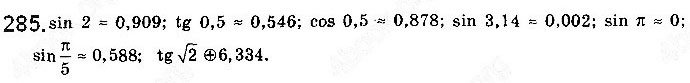 Завдання № 285 - § 7. Тригонометричні функції числового аргументу - ГДЗ Математика 10 клас Г. П. Бевз, В. Г. Бевз 2018 - Рівень стандарту