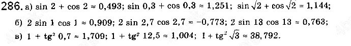 Завдання № 286 - § 7. Тригонометричні функції числового аргументу - ГДЗ Математика 10 клас Г. П. Бевз, В. Г. Бевз 2018 - Рівень стандарту