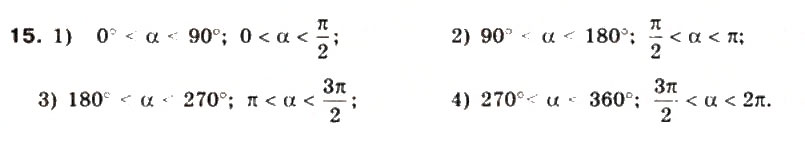 Завдання № 15 - § 13. Радіанне вимірювання кутів - ГДЗ Математика 10 клас М.І. Бурда, Т.В. Колесник, Ю.І. Мальований, Н.А. Тарасенкова 2010