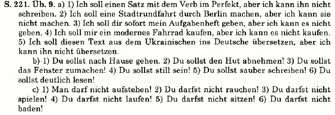 Завдання № S.221.Üb.9 - Einige grammatische Reden und Übunder - ГДЗ Німецька мова 10 клас Н.П. Басай 2006