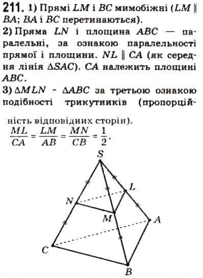 Завдання № 211 - § 12. Паралельність площин - ГДЗ Математика 10 клас О.М. Афанасьєва, Я.С. Бродський, О.Л. Павлов 2010