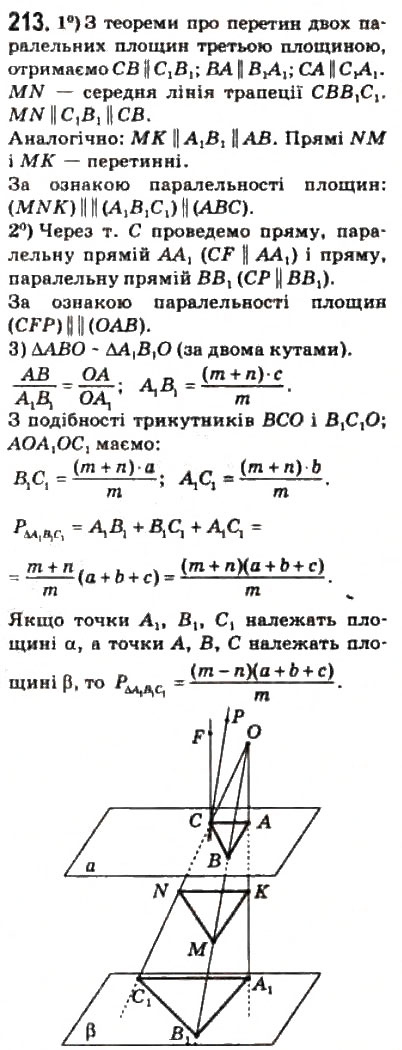 Завдання № 213 - § 12. Паралельність площин - ГДЗ Математика 10 клас О.М. Афанасьєва, Я.С. Бродський, О.Л. Павлов 2010