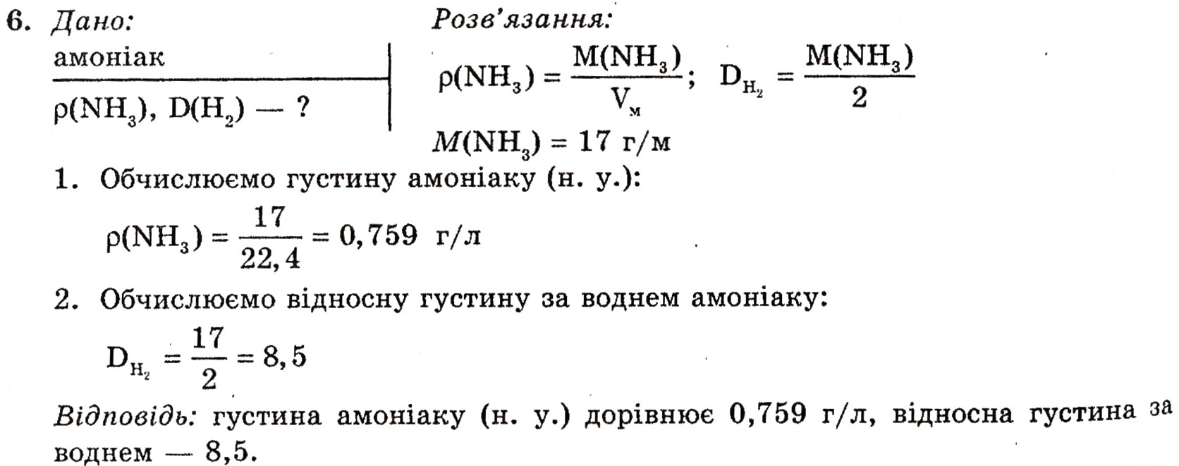 Завдання № 6 - § 5. Амоніак - ГДЗ Хімія 10 клас П.П. Попель, Л.С. Крикля 2010