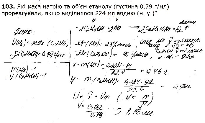 Завдання №  103 - § 13. Спирти - § 14. Одноатомні спирти - 3. Оксигеновмісні органічні сполуки - ГДЗ Хімія 10 клас П. П. Попель, Л. С. Крикля 2018 