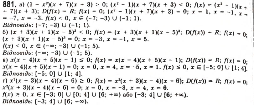 Завдання № 881 - § 23. Застосування похідної для розв'язування рівнянь - ГДЗ Алгебра 11 клас Г.П. Бевз, В.Г. Бевз, Н.Г. Владимирова 2011 - Академічний, профільний рівні