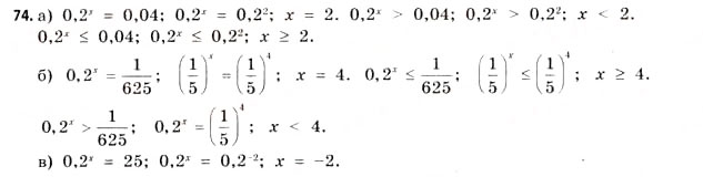 Завдання № 74 - § 2. Степеневі та показникові функції - ГДЗ Математика 11 клас Г.П. Бевз, В.Г. Бевз 2011 - Рівень стандарту