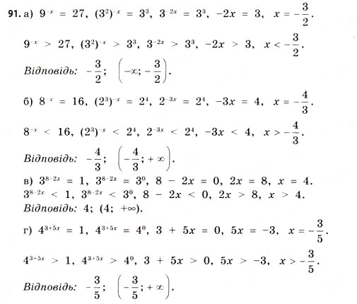 Завдання № 91 - § 3. Показникові рівняння та нерівності - ГДЗ Математика 11 клас Г.П. Бевз, В.Г. Бевз 2011 - Рівень стандарту