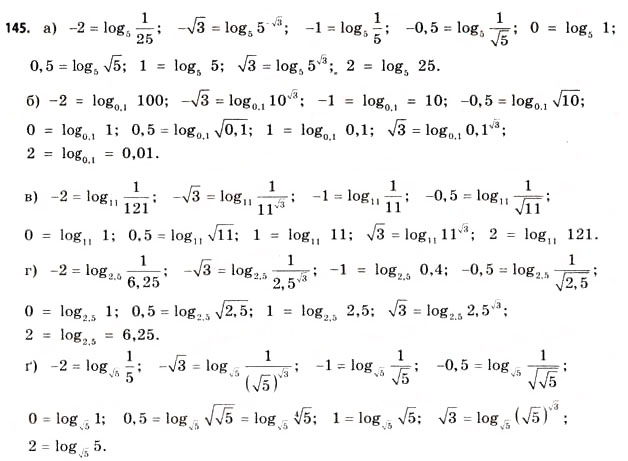 Завдання № 145 - § 4. Логарифми та логарифмічні функції - ГДЗ Математика 11 клас Г.П. Бевз, В.Г. Бевз 2011 - Рівень стандарту