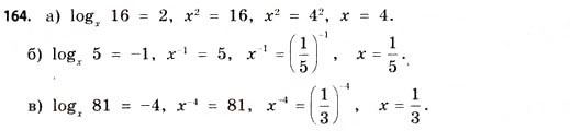 Завдання № 164 - § 5. Логарифмічні рівняння та нерівності - ГДЗ Математика 11 клас Г.П. Бевз, В.Г. Бевз 2011 - Рівень стандарту