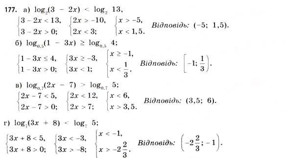 Завдання № 177 - § 5. Логарифмічні рівняння та нерівності - ГДЗ Математика 11 клас Г.П. Бевз, В.Г. Бевз 2011 - Рівень стандарту