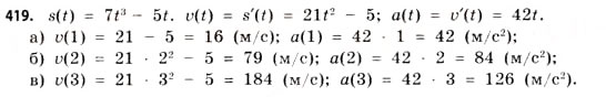 Завдання № 419 - § 12. Похідна як швидкість - ГДЗ Математика 11 клас Г.П. Бевз, В.Г. Бевз 2011 - Рівень стандарту