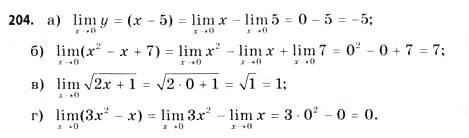 Завдання № 204 - § 6. Границя функції - ГДЗ Математика 11 клас Г.П. Бевз, В.Г. Бевз 2011 - Рівень стандарту