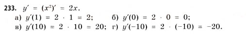 Завдання № 233 - § 7. Дотична до графіка функції. Похідна - ГДЗ Математика 11 клас Г.П. Бевз, В.Г. Бевз 2011 - Рівень стандарту
