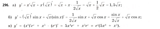 Завдання № 296 - § 8. Диференціювання функцій - ГДЗ Математика 11 клас Г.П. Бевз, В.Г. Бевз 2011 - Рівень стандарту