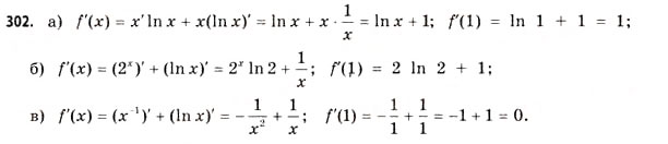 Завдання № 302 - § 8. Диференціювання функцій - ГДЗ Математика 11 клас Г.П. Бевз, В.Г. Бевз 2011 - Рівень стандарту