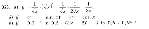 Завдання № 323 - § 9. Похідна складеної функції - ГДЗ Математика 11 клас Г.П. Бевз, В.Г. Бевз 2011 - Рівень стандарту